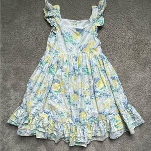 Janie and Jack Floral Ruffle Dress in Yellow and Blue